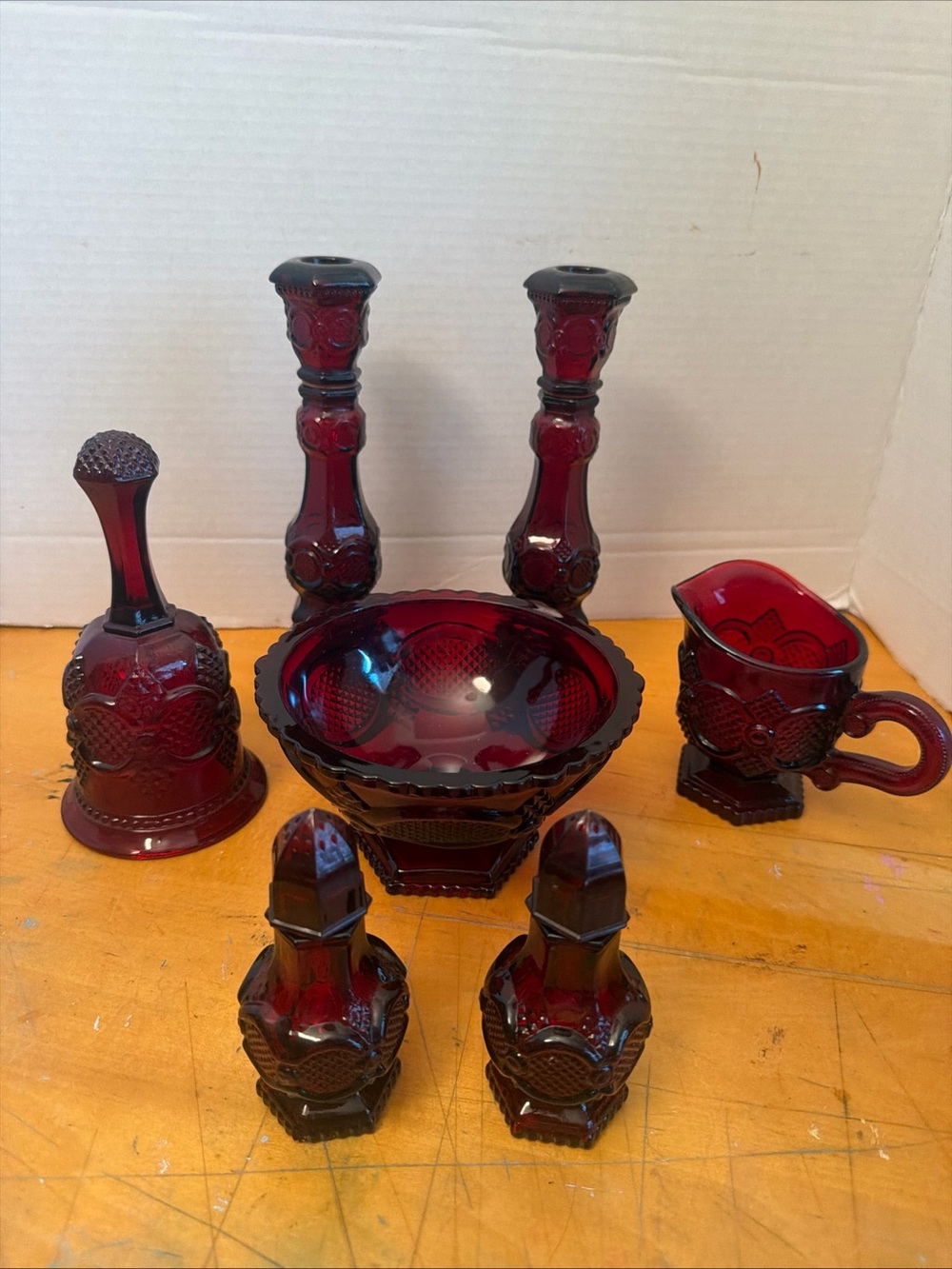 Avon 1876 red glass collection.